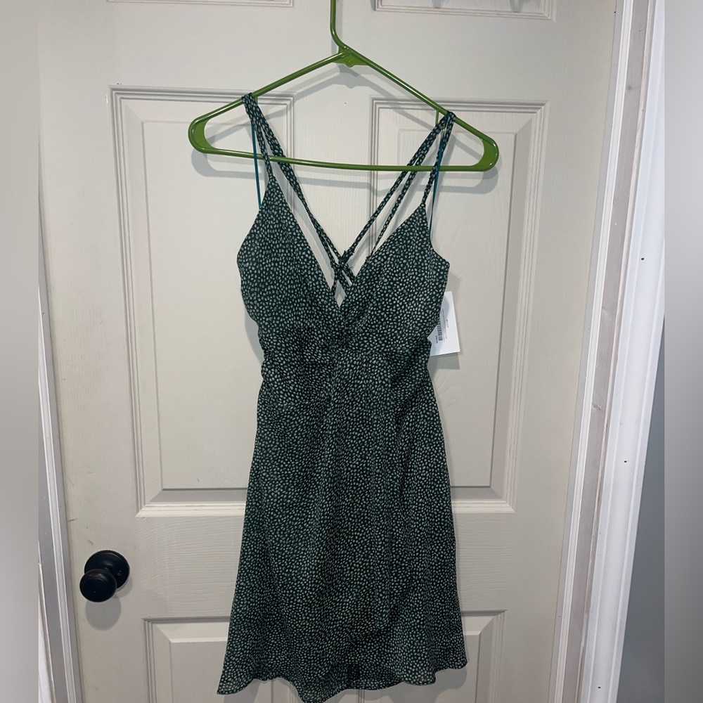 Mini green patterned dress